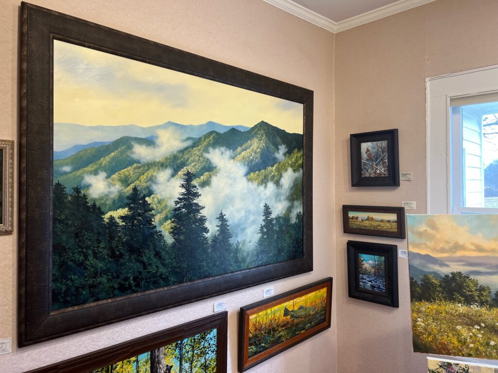 Original Tino print on display in his Smoky Mountain art gallery.